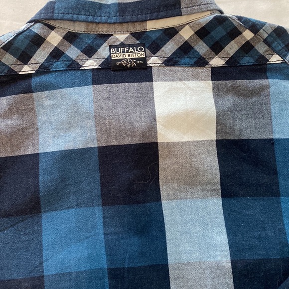 Men’s Buffalo David Bitton L/S Zipper Front & Snap Down Shirt Blue & Grey XL - Picture 5 of 6